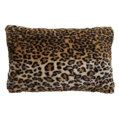 SARO LIFESTYLE SARO 7406.BR1220BD 12 x 20 in. Oblong Brown Cheetah Print Faux Fur Throw Pillow with Down Filling 7406.BR1220BD